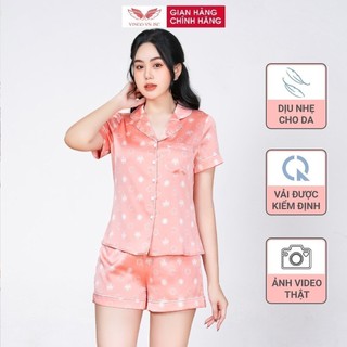 Đồ bộ nữ Pijama mặc nhà Lụa cao cấp mùa hè VINGO tay ngắn quần đùi vương miện nhiều màu dễ thương H726 VNGO
