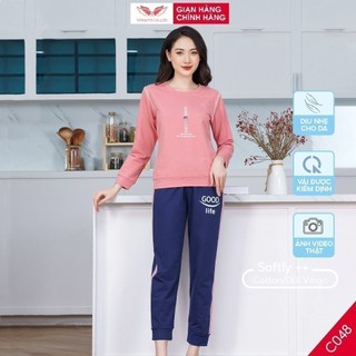 Đồ bộ mặc nhà Pijama cotton cao cấp VINGO tay dài quần dài họa tiết dễ thương C048 VNGO