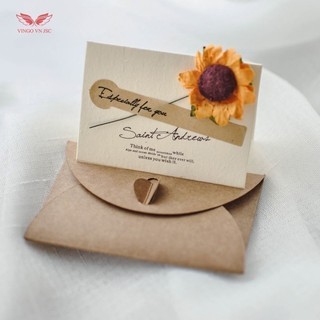 QUÀ TẶNG KHÔNG BÁN - ThiệpThiệp Giấy Kraft Vintage Trang Trí Hoa Khô Thủ Công  Các Ngày Lễ Đặc Biệt VNGO