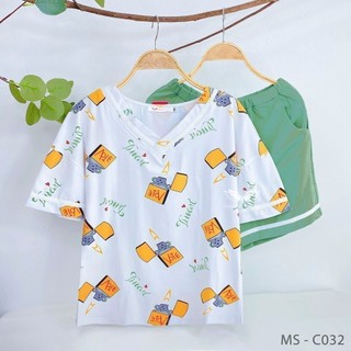 Bộ mặc nhà cộc tay quần đùi cotton mùa hè vingo c032 vngo