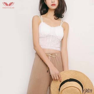 Áo Lót Bra Nữ Ren VINGO Kiểu Dây Kép Đan Chéo Sau Lưng Không Gọng Đệm Vừa Gợi Cảm Mặc Cùng Blazer Thu Đông BR09 VNGO