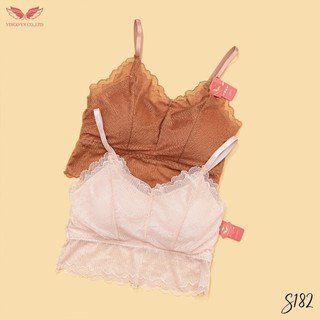 Áo Lót Hai Dây Bra Nữ VINGO Ren Cao Cấp Không Gọng Đệm Vừa Sexy S182 VNGO
