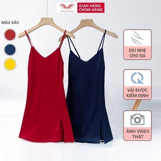 Váy ngủ 2 dây lụa cao cấp mặc ngủ VINGO mềm mịn gợi cảm N223 VNGO