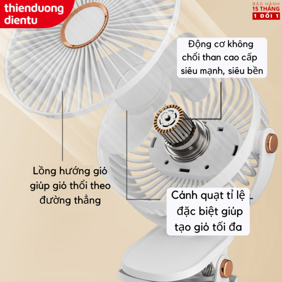 Quạt kẹp bàn tích điện 5 mức độ có đèn led pin 5000 MHA Và 10000 MHA [ HÀNG CHÍNH HÃNG ] | BigBuy360 - bigbuy360.vn