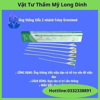 Hộp 10 Dây ống thông tiểu 2 nhánh Foley Greetmed, ống sonde tiểu niệu đạo - Nhiều size 8 đến 24 FR