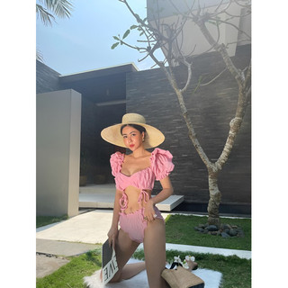 Set 3 món bikini + đầm xốp cổ yếm - 293