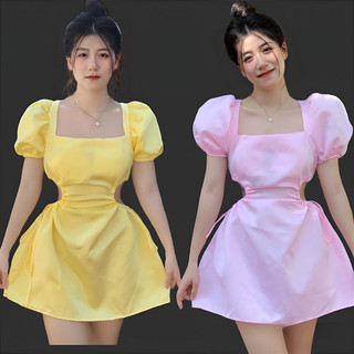 Đầm babydoll cột lưng khoét eo tay bồng cổ vuông - 008 - 208