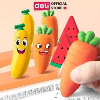 Gôm Tẩy Hoa Quả Khổng Lồ Deli - Siêu To Tẩy Sạch Ít Vụn, Không Mòn Giấy An Toàn Cho Bé Học Sinh Trẻ Nhỏ Bút Chì 2B HB