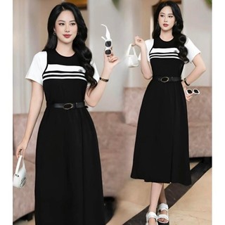 (HÀNG NHẬP - CAO CẤP) VÁY ĐẦM XOÈ PHỐI MÀU  - KÈM BELT TÔN DÁNG CHUẨN ĐẸP ( CC080524405)