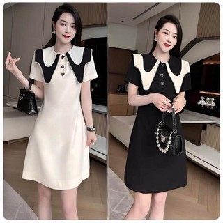HÀNG QUẢNG CHÂU CAO CẤP ) VÁY ĐẦM SUÔNG CỔ PHỐI TRẺ TRUNG(MTT190424375)