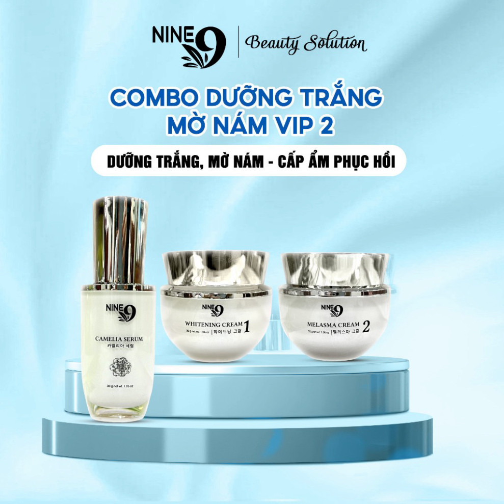 Combo tan nám sáng da dưỡng trắng Nine 9 Vip 2 bộ 3 sản phẩm