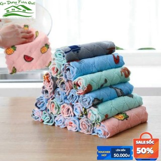 Khăn lau bát,khăn lau bếp đa năng 2 mặt siêu thấm, khăn lau đa năng nhà bếp 25x25