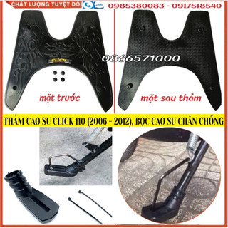 Thảm để chân cao su đúc xe click 110, móc treo đồ inox 304, bọc cao su chân chống xe máy