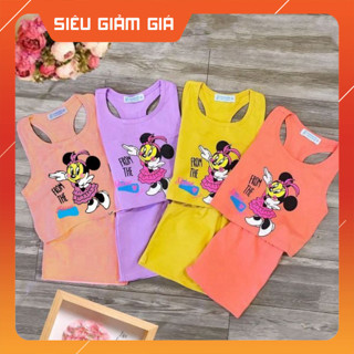 Sét 3 bộ đồ ba lỗ bé gái -mẫu MKEY SN01 chất vải mát thấm hút mồ hôi-mã SN01-HOÀNG NAM KIDS