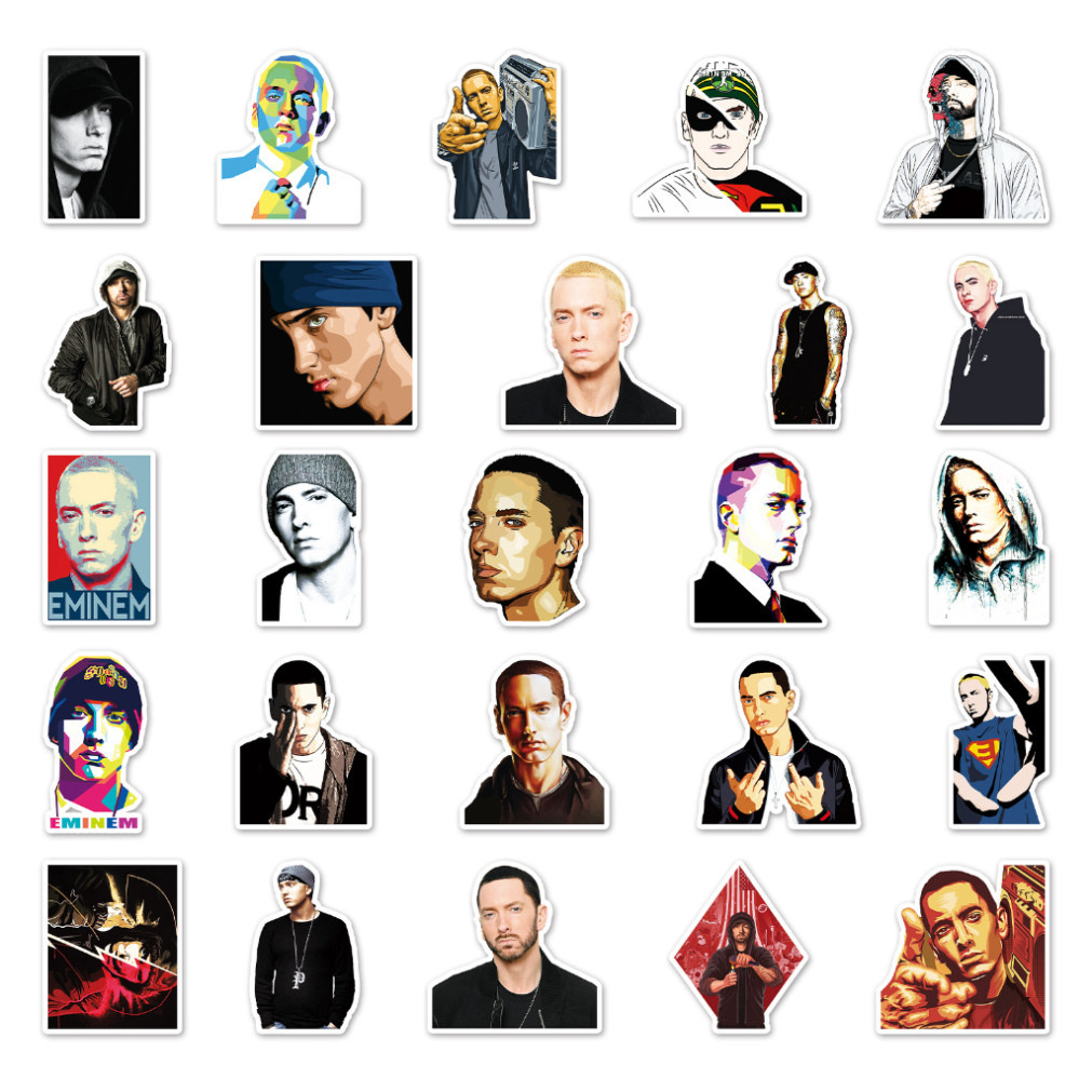 Bộ 50 Sticker Dán Trang Trí Xe Hơi Hình Eminem Vui Nhộn
