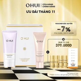 Bộ Kem lót hoa oải hương làm đều màu và sáng da OHUI Ultimate Brightening Lavender Primer SPF20/PA++