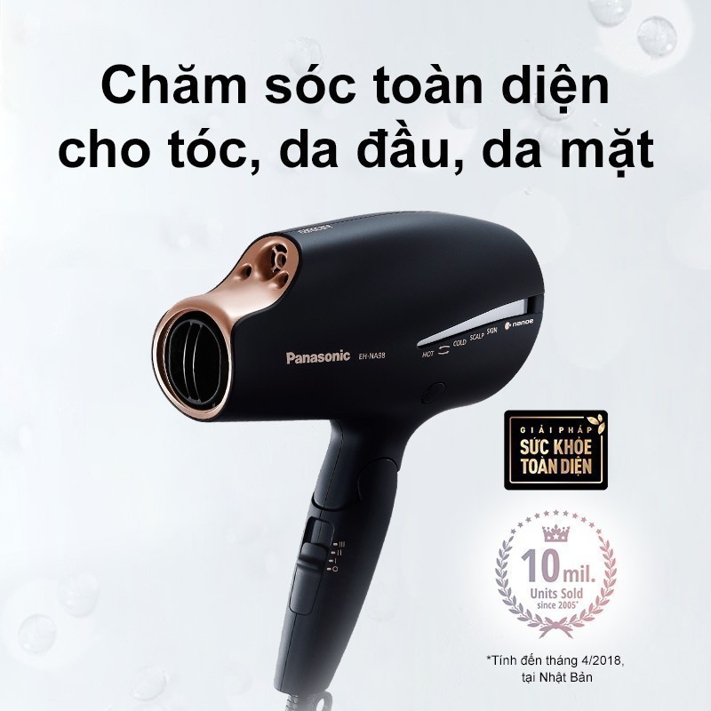 Máy sấy tóc Nanoe dưỡng ẩm, chăm sóc tóc và da đầu Panasonic EH-NA98RP645/ EH-NA98-K645 - Công suất 1800W