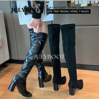 (SẴN) Boot nữ Đùi Dáng Basic Mũi Nhọn Gót Cao 7 cm Có Hình Thật pđ