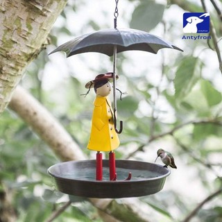 Antyfron kim loại treo chim ăn nhẹ cô gái ô hình chim ruồi khay ăn cho sân vườn trang trí chim tắm