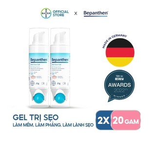 Bộ 2 Gel giúp ngăn ngừa hình thành sẹo đỏ và sẹo lồi kèm dụng cụ xoa bóp Bepanthen Anti-scar Gel 20g