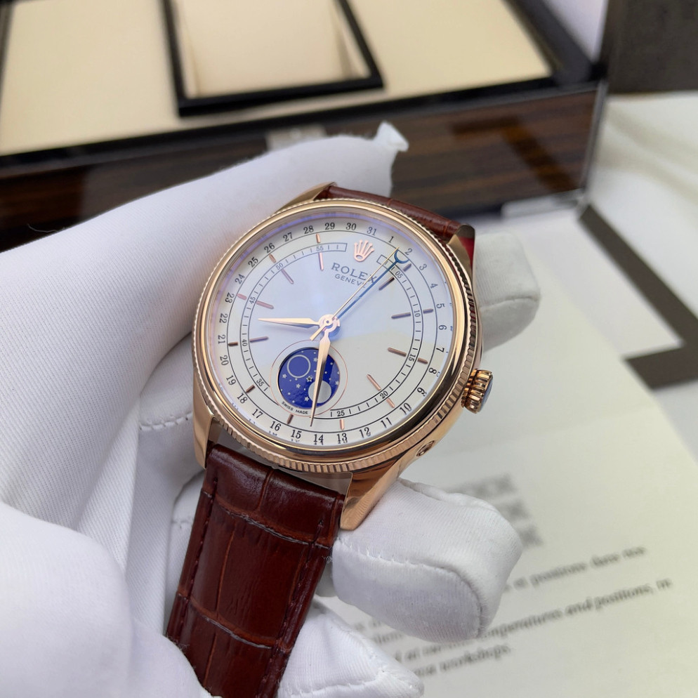 [Tặng Hộp Đẹp] Đồng Hồ Nam RoLex Sun and Moon Size 40mm Trăng sao 4 kim Máy cơ Nhật - BẢO HÀNH 2 NĂM