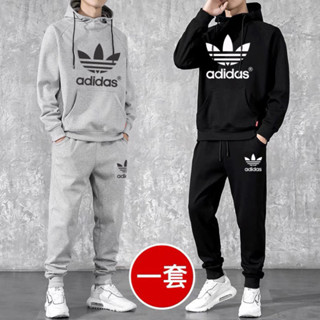Bộ nỉ nam thể thao hoa adidaa set quần áo nam thu đông áo hoodie  mũ 2 lớp, chất nỉ dầy dặn không xù