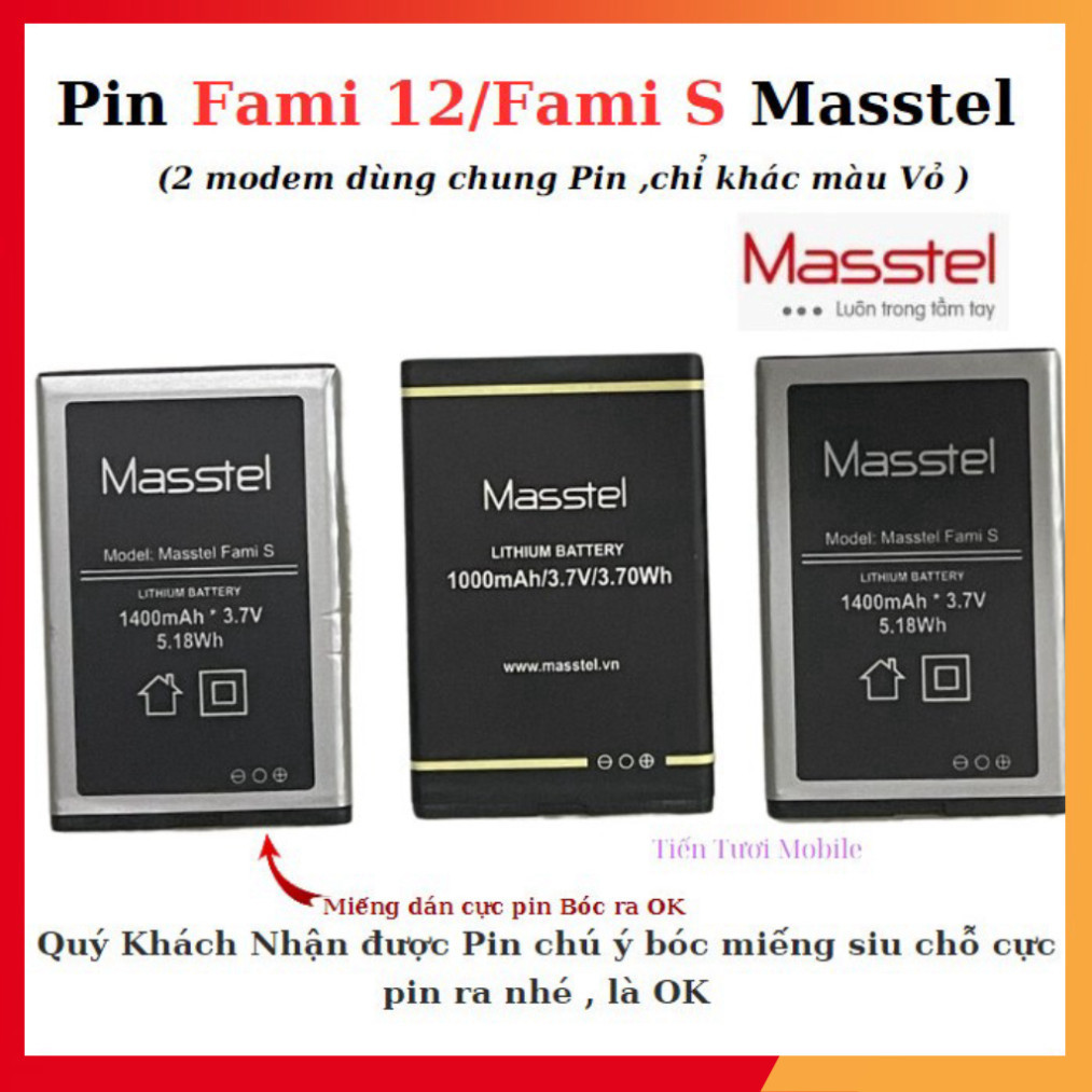 Pin Fami S/Fami 12  Masstel (dùng chung) sản phẩm mới cập nhập