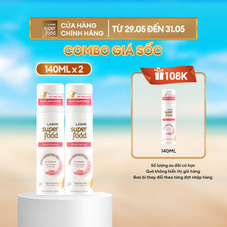 Combo 2 Xịt Khử Mùi LASHE SUPERFOOD Dưỡng Sáng Da 140MLx2 + Tặng Xịt Khử Mùi LASHE SUPERFOOD Dưỡng Sáng Da 140ML