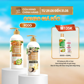 Sữa Tắm LASHE SUPERFOOD 900G Tặng Dầu Gội 300G & Lăn Hút Mùi Dưỡng Sáng Da 50ML