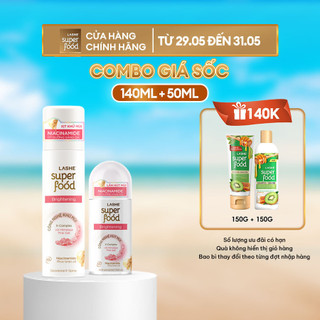  Combo Lăn Hút Mùi 50ML & Xịt Khử Mùi Dưỡng Sáng Da 140ML Tặng Dầu Gội 150G & Dầu Xả 150G LASHE SUPERFOOD