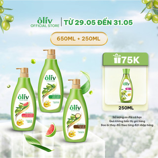  Combo Dầu Gội Ôliv 650ML + Tặng Sữa Tắm Ôliv Sáng Da 250ML