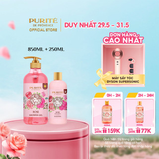  Combo Sữa tắm Purité Hoa Hồng 850ml + Sữa dưỡng thể Purité Hoa Hồng 250ml