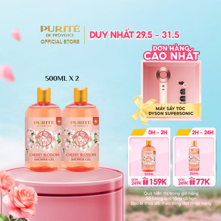  Combo 2 Sữa Tắm Thiên Nhiên Hoa Anh Đào Purité 500ml/chai