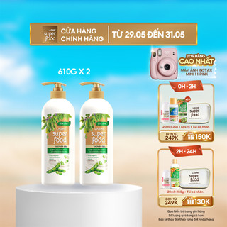  Combo 2 Sữa tắm LASHE SUPERFOOD dưỡng da căng bóng 610gx2