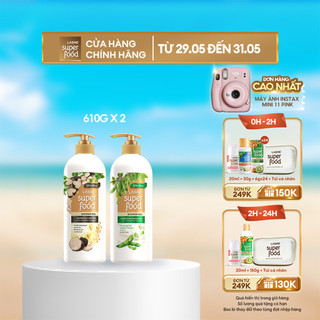 Combo Sữa tắm LASHE SUPERFOOD dưỡng da tươi trẻ 610G + Sữa tắm LASHE SUPERFOOD dưỡng da căng bóng 610G