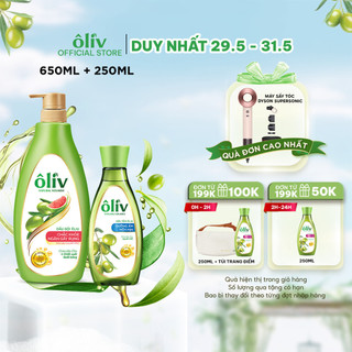  Combo Dầu Gội Ôliv Chắc Khỏe 650ML + Sữa Tắm Ôliv Mềm Mịn 250ML