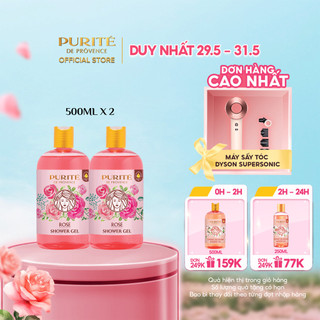  Combo 2 Sữa Tắm Mềm Mịn Hoa Hồng Purité 500ml/chai