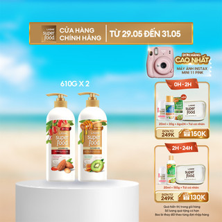  Combo Sữa tắm LASHE SUPERFOOD dưỡng da sáng mịn 610G + Sữa tắm dưỡng ẩm chuyên sâu 610G