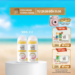  Combo 2 Lăn hút mùi LASHE SUPERFOOD dưỡng da mềm mịn 50mlx2