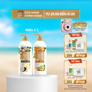 Combo Sữa tắm LASHE SUPERFOOD dưỡng da tươi trẻ 900G + Sữa tắm LASHE SUPERFOOD dưỡng ẩm chuyên sâu 900G