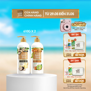 Combo Sữa tắm LASHE SUPERFOOD dưỡng da tươi trẻ 610G + Sữa tắm LASHE SUPERFOOD dưỡng ẩm chuyên sâu 610G
