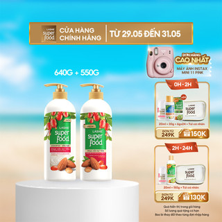  Combo Dầu gội LASHE SUPERFOOD phục hồi hư tổn 640G + Dầu xả LASHE SUPERFOOD phục hồi hư tổn 550G