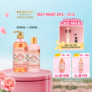  Combo Sữa tắm Purité Hoa Anh Đào 850ml + Sữa dưỡng thể Purité Hoa Anh Đào 250ml