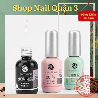 Base top hoa hồng, sơn gel base top cứng móng youth rose chai 15ml