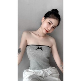 Áo ống tube nữ viền ren nơ chất Thun gân co giãn  Áo Kiểu Nữ Sexy