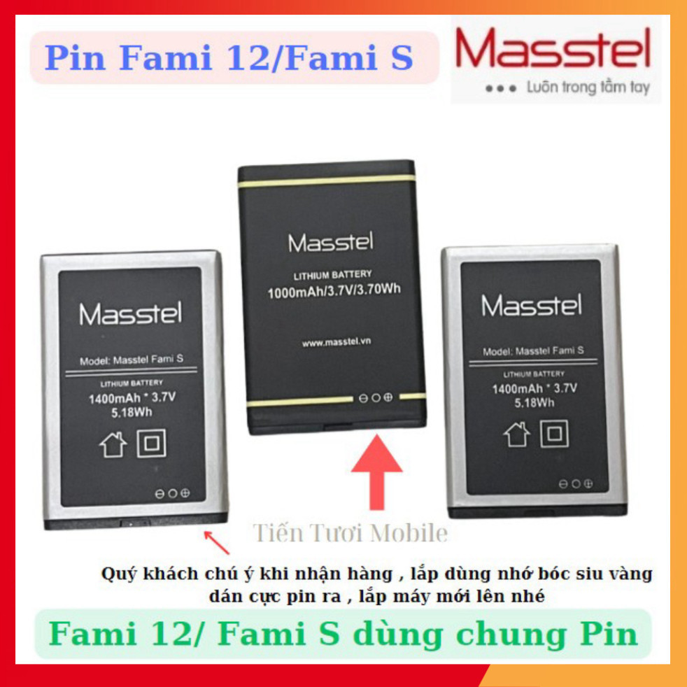 Pin Fami 12/fami S Masstel (dùng chung) sản phẩm mới cập nhập