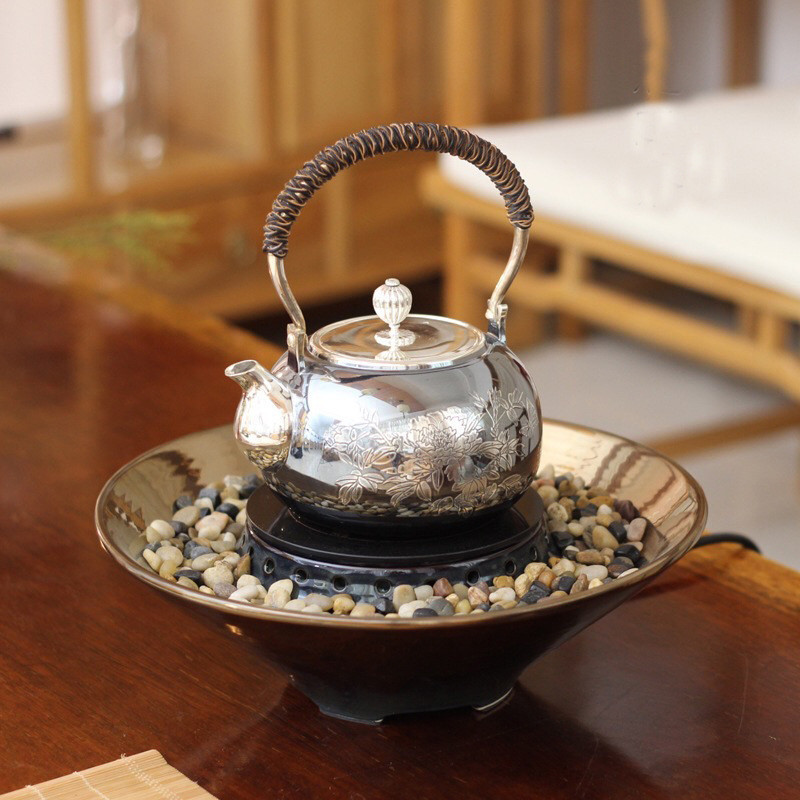 Bếp Gốm Điện Longyinzhai Ấm Pha Trà Gia Dụng Ấm Sắt Ấm Bạc Dụng Cụ Pha Trà Không Ồn Bếp Đun Nước Vàn