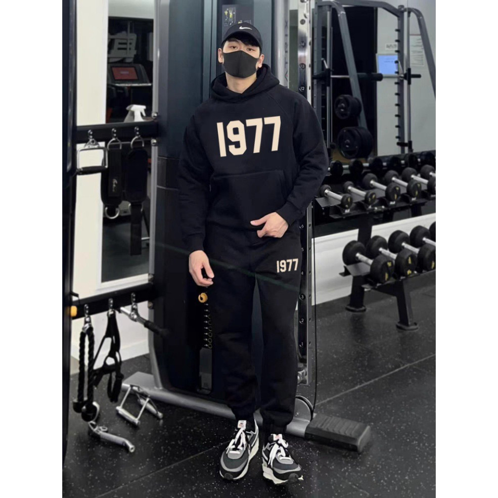 Bộ nỉ nam thể thao 1977, set quần áo nam thu đông, áo hoodie  mũ 2 lớp, chất nỉ dầy dặn không xù