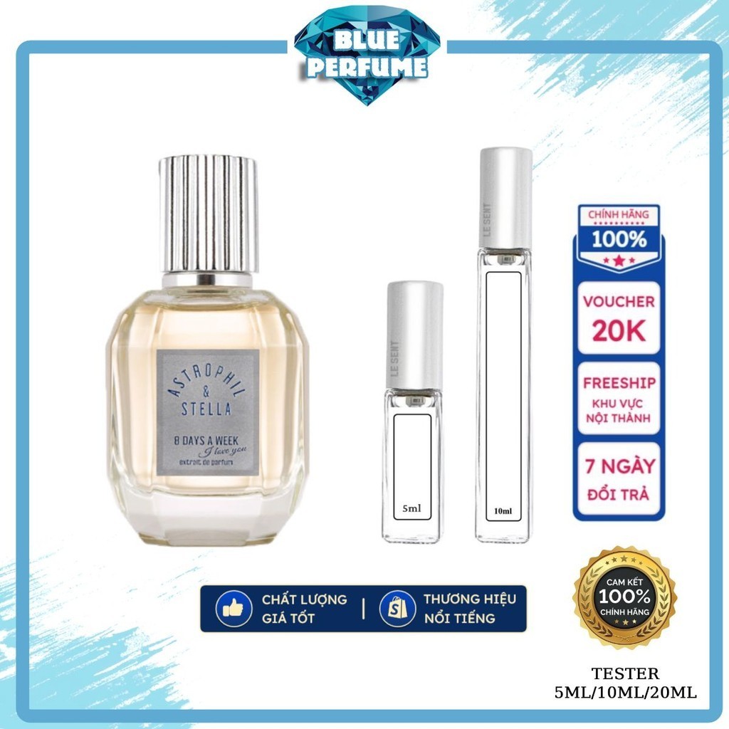 💎 Nước hoa chính hãng Astrophil Stella 8 Days a Week I love you / EDP - Hương Thơm Mát Nhẹ Nhàng 10m
