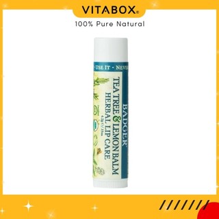 Son Dưỡng Hữu Cơ BADGER Tea Tree and Lemon Balm Herbal Lip Care USDA Organic - 4.2g